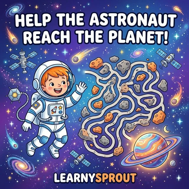 Help the Astronaut Reach the Planet! — Maze Worksheet