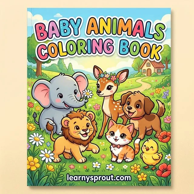 Baby Animals Coloring Book — Adorable Cubs & Kittens — Free Printable Coloring Book for Kids