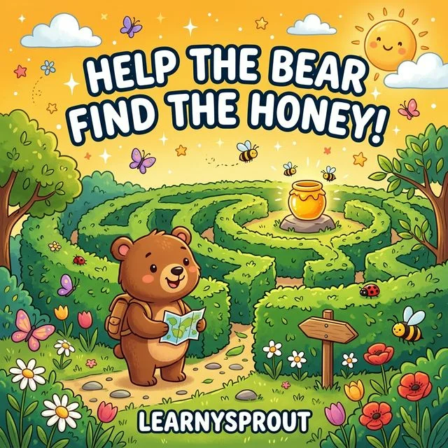 Help the Bear Find the Honey! — Maze Worksheet