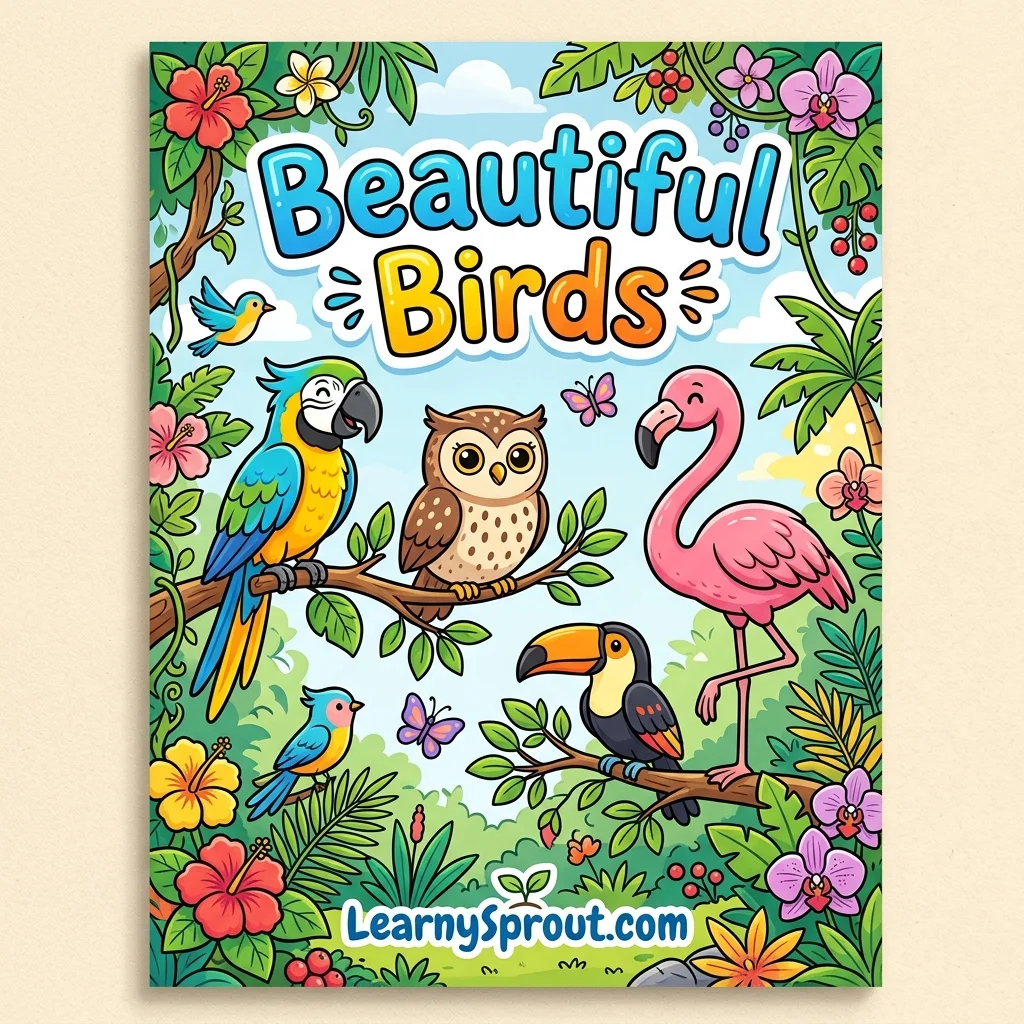 Beautiful Birds & Feathers Coloring Book Cover - Free Printable