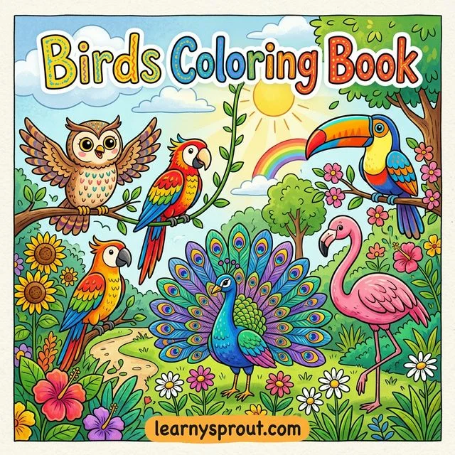 Birds Coloring Book — Beautiful Bird Illustrations for Kids — Free Printable Coloring Book for Kids