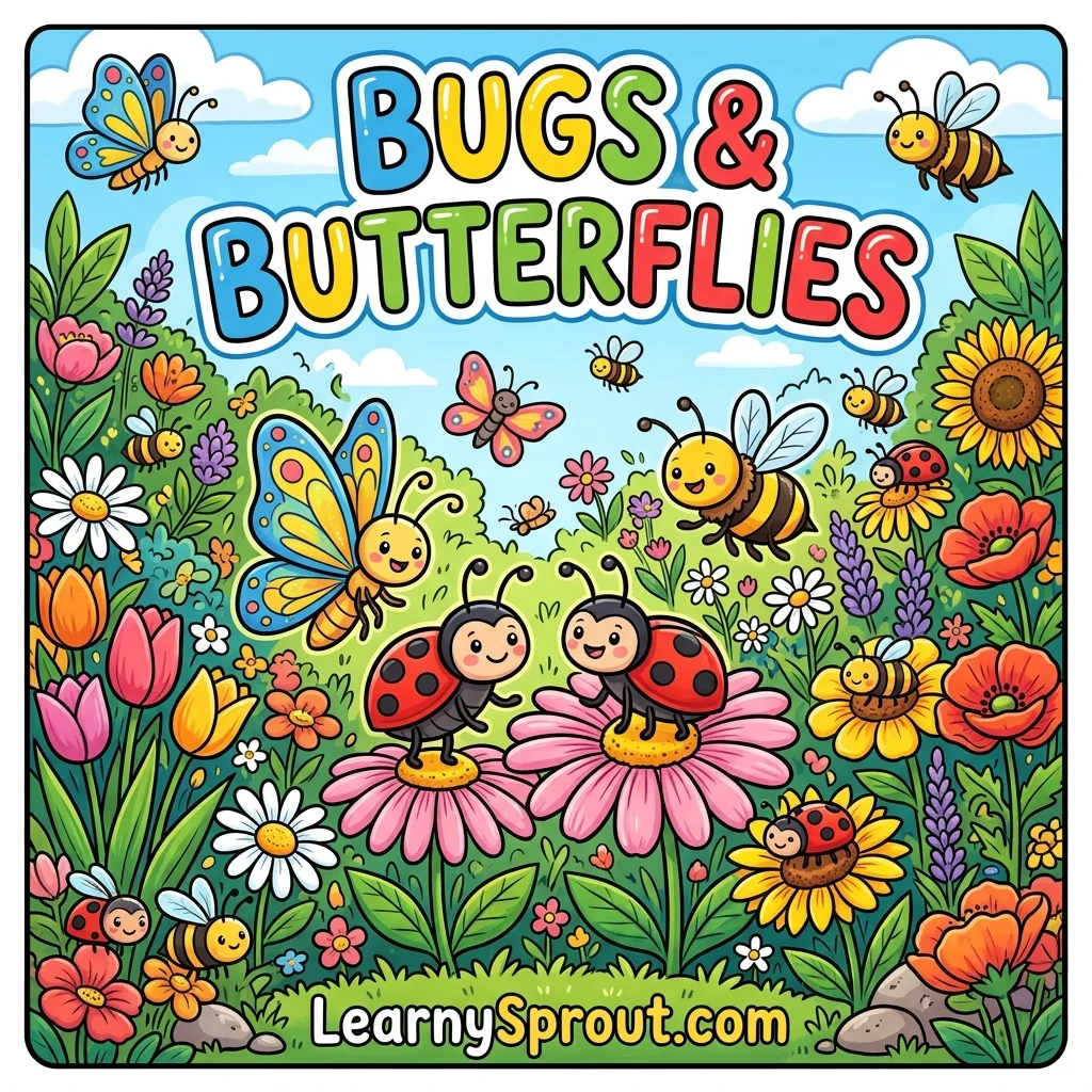 Bugs, Butterflies & Insects Coloring Book Cover - Free Printable