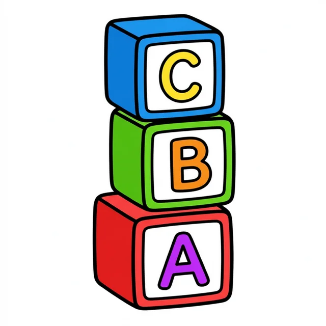 ABC letter blocks stacked together coloring page.