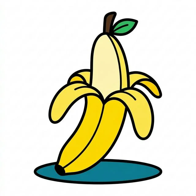 Banana peeled halfway coloring page for kids