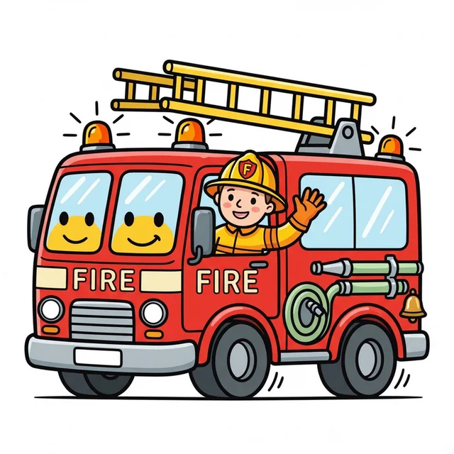 Fire truck coloring page for kids