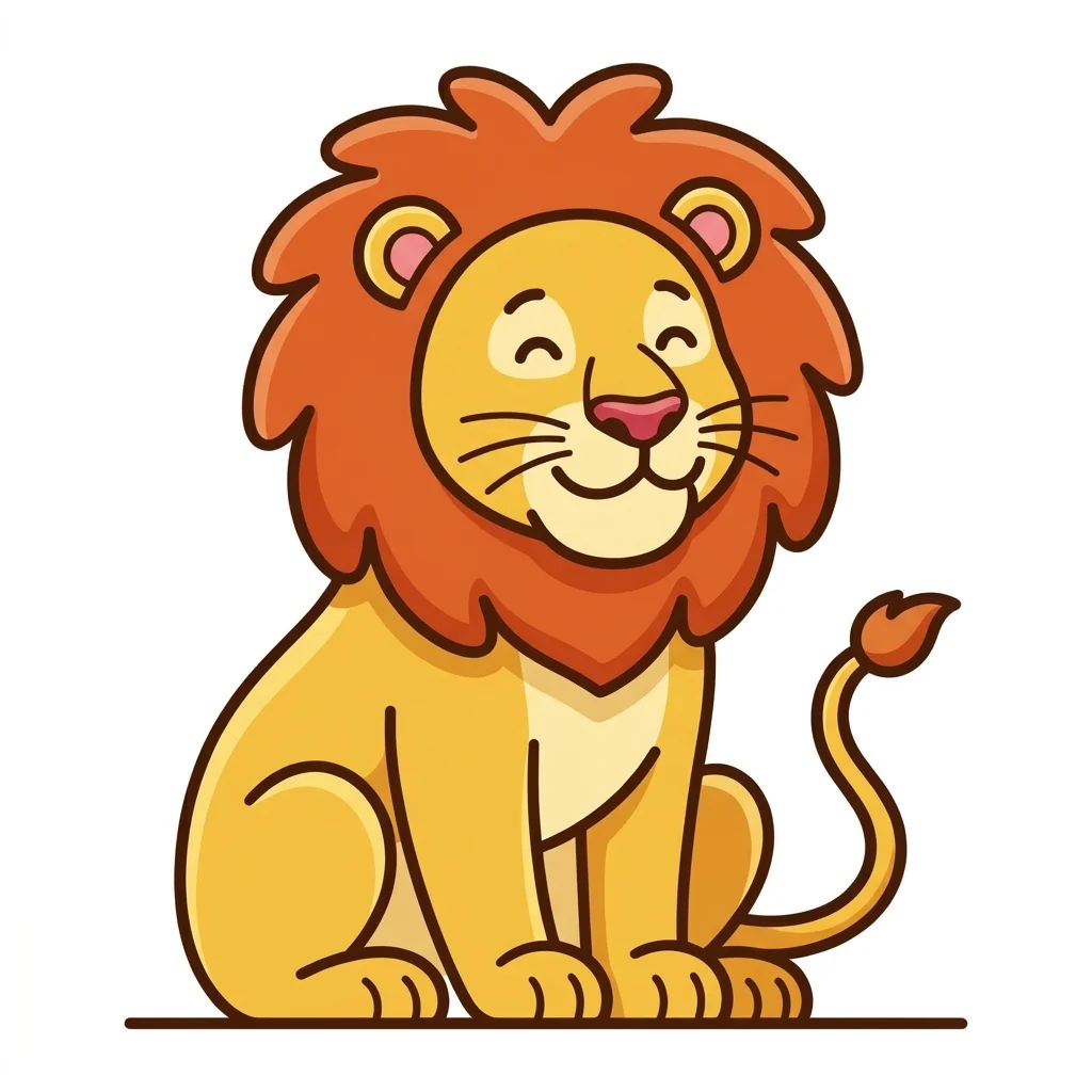 Lion Sitting Peacefully Coloring Page for kids printable