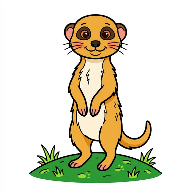 A cute meerkat standing upright on guard coloring page.