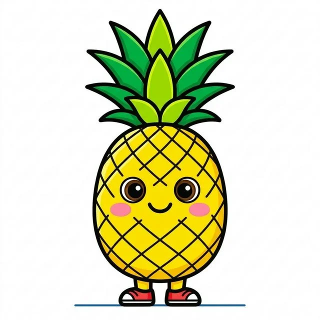 Pineapple standing tall coloring page for kids — free printable