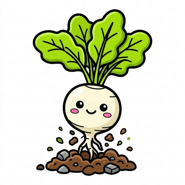 Radish freshly pulled from ground coloring page for kids — free printable