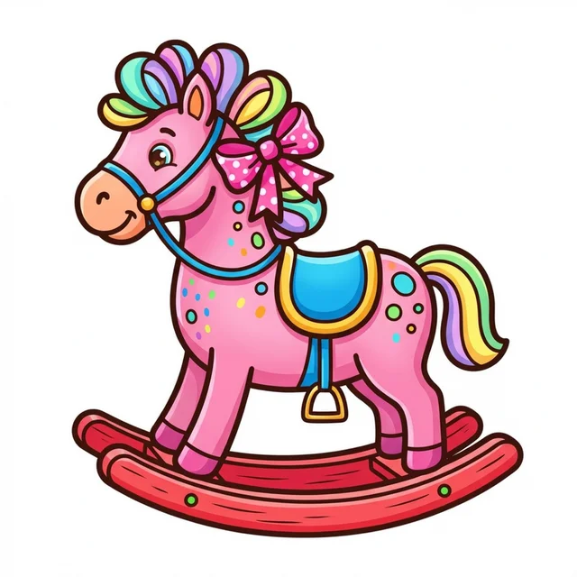 A cute rocking horse toy coloring page.