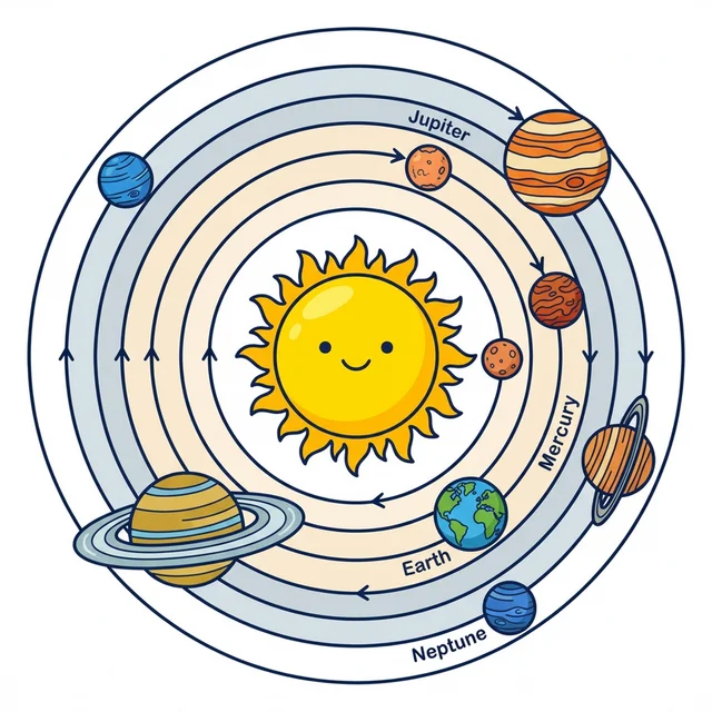 Solar system planets coloring page for kids