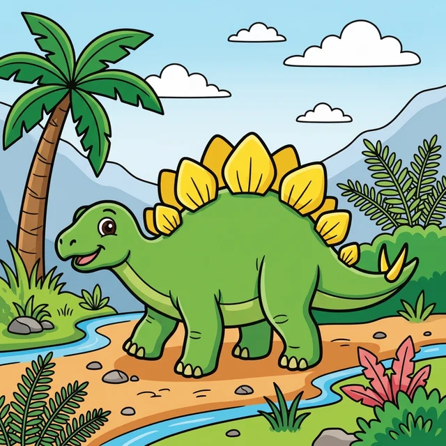 Stegosaurus dinosaur prehistoric coloring page