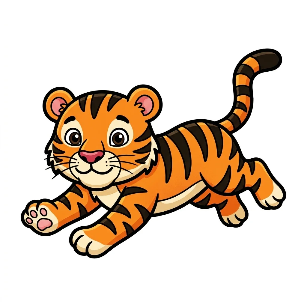 Tiger Pouncing Coloring Page for kids — free printable