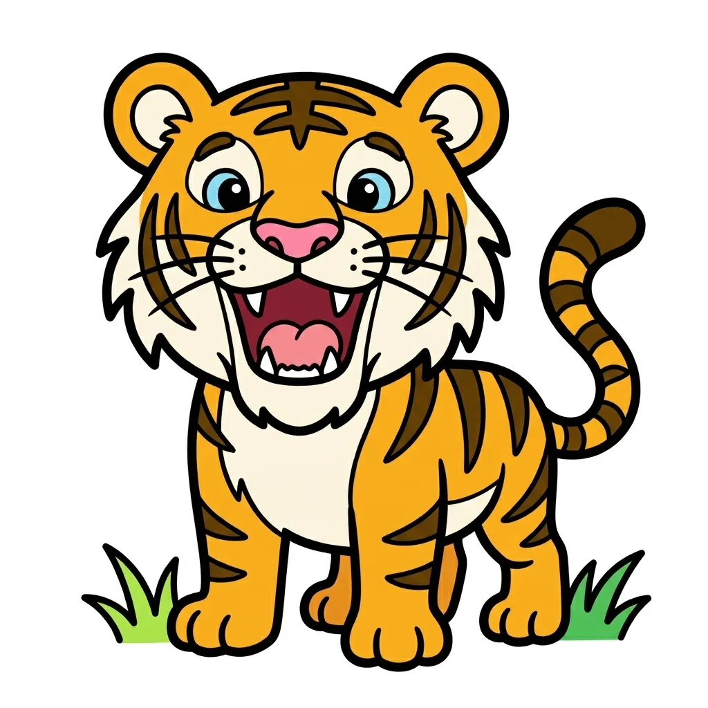 Tiger Roaring Coloring Page for kids — free printable