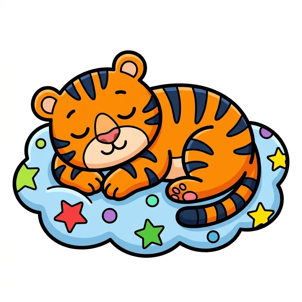Tiger Sleeping Coloring Page for kids — free printable