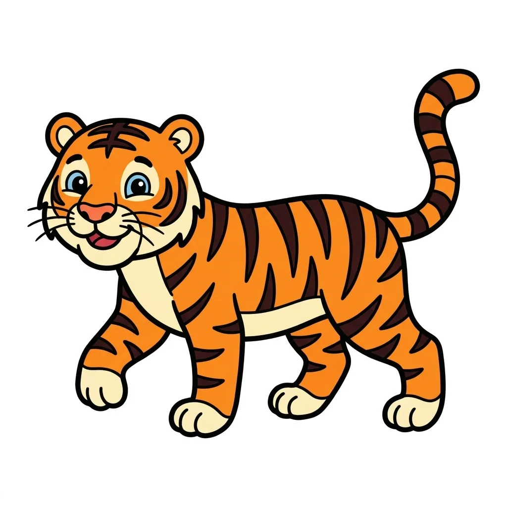 Tiger Walking Coloring Page for kids — free printable