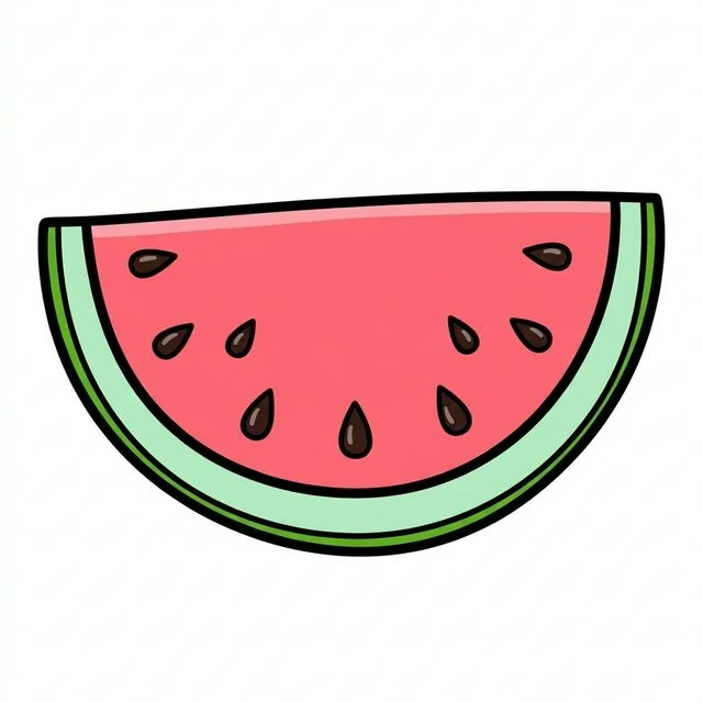 Watermelon large slice with seeds coloring page for kids