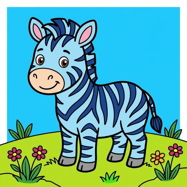 A zebra with beautiful black and white stripes coloring page.