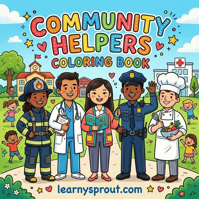 Community Helpers Coloring Book — Doctors, Firefighters & Teachers — Free Printable Coloring Book for Kids