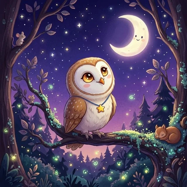 The Curious Baby Owl's First Night — An Illustrated Story for Kids