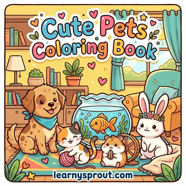 Cute Pets Coloring Book — Puppies, Kittens & More — Free Printable Coloring Book for Kids