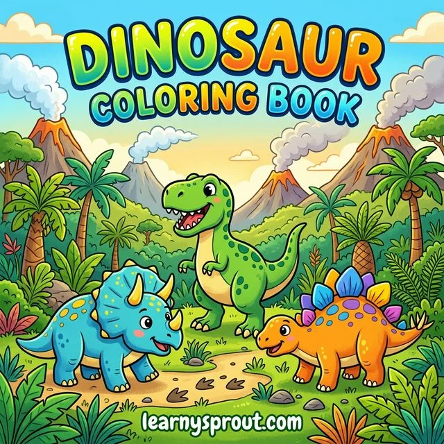 Dinosaur Coloring Book — Prehistoric Adventures for Kids — Free Printable Coloring Book for Kids