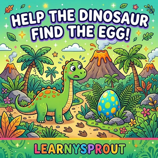 Help the Dinosaur Find the Egg! — Maze Worksheet