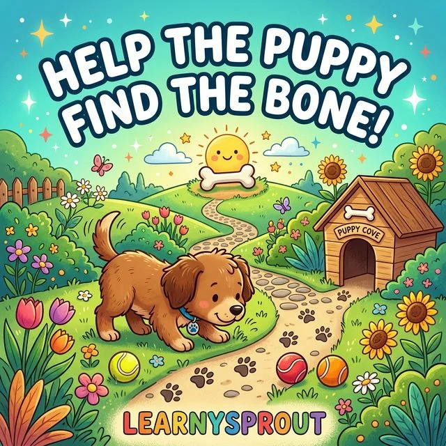 Help the Puppy Find the Bone! — Maze Worksheet