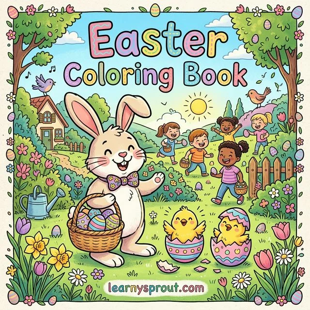 Easter Coloring Book — Bunnies, Eggs & Spring Fun — Free Printable Coloring Book for Kids