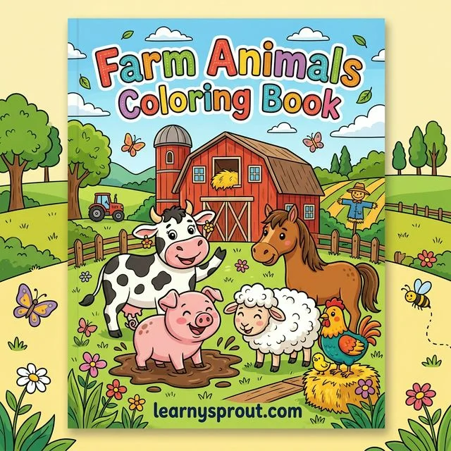 Farm Animals Coloring Book — Barnyard Fun for Kids — Free Printable Coloring Book for Kids
