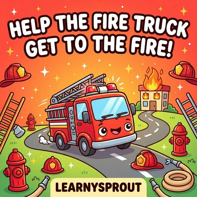 Help the Fire Truck Get to the Fire! — Maze Worksheet