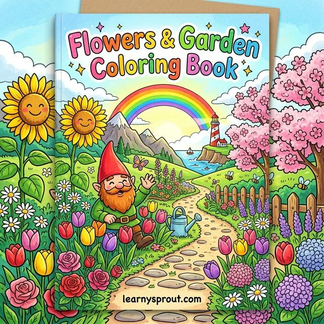 Flowers & Garden Coloring Book — Beautiful Blooms for Kids — Free Printable Coloring Book for Kids