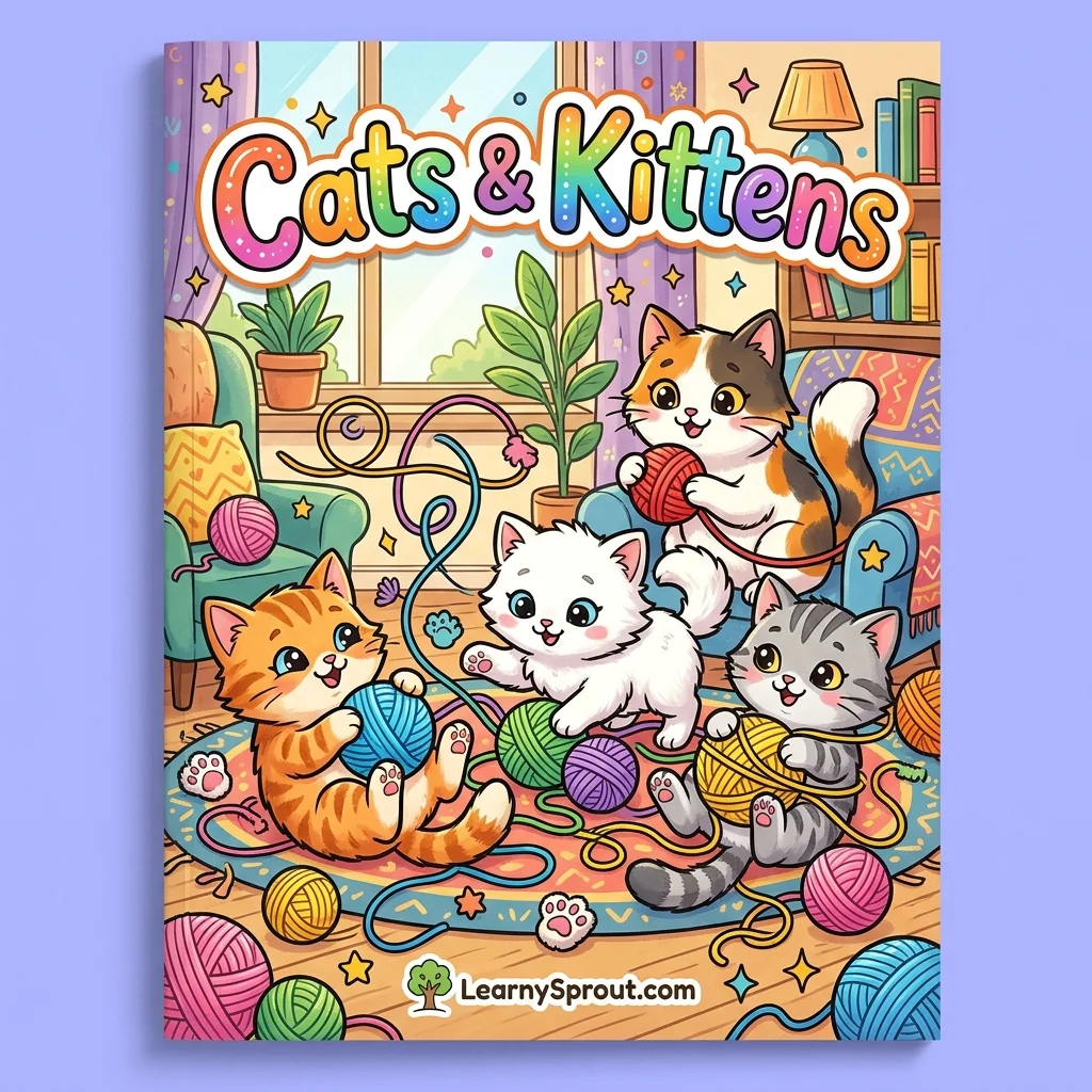 Free Fluffy Cats & Kittens Coloring Book — Printable PDF for Kids Cover - Free Printable