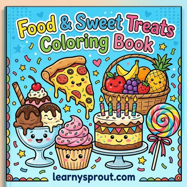 Food & Sweet Treats Coloring Book — Yummy Coloring Fun — Free Printable Coloring Book for Kids