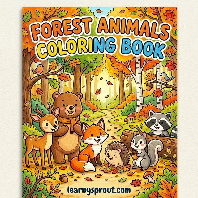 Forest Animals Coloring Book — Woodland Creatures for Kids — Free Printable Coloring Book for Kids