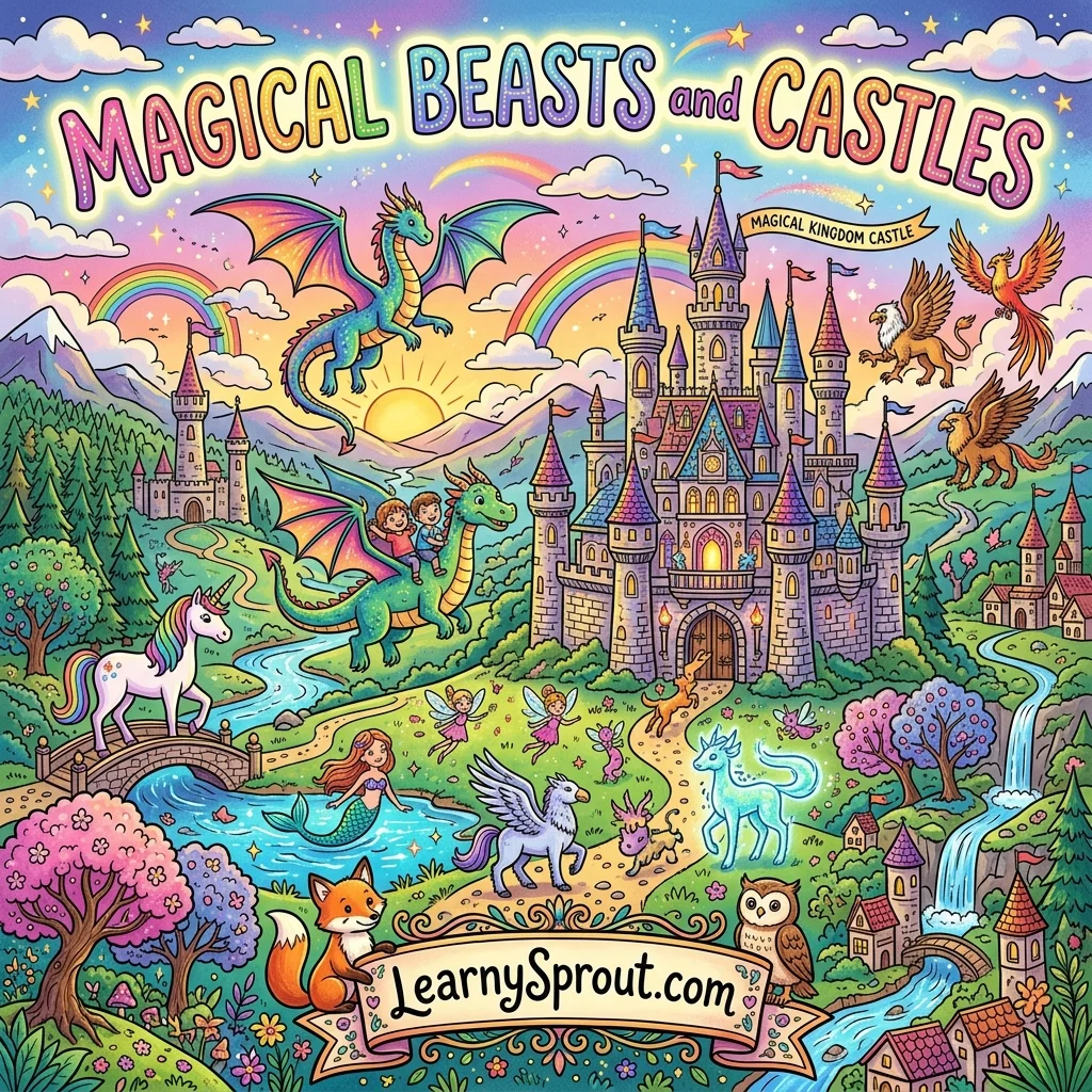 Magical Beasts & Royal Castles Coloring Book Cover