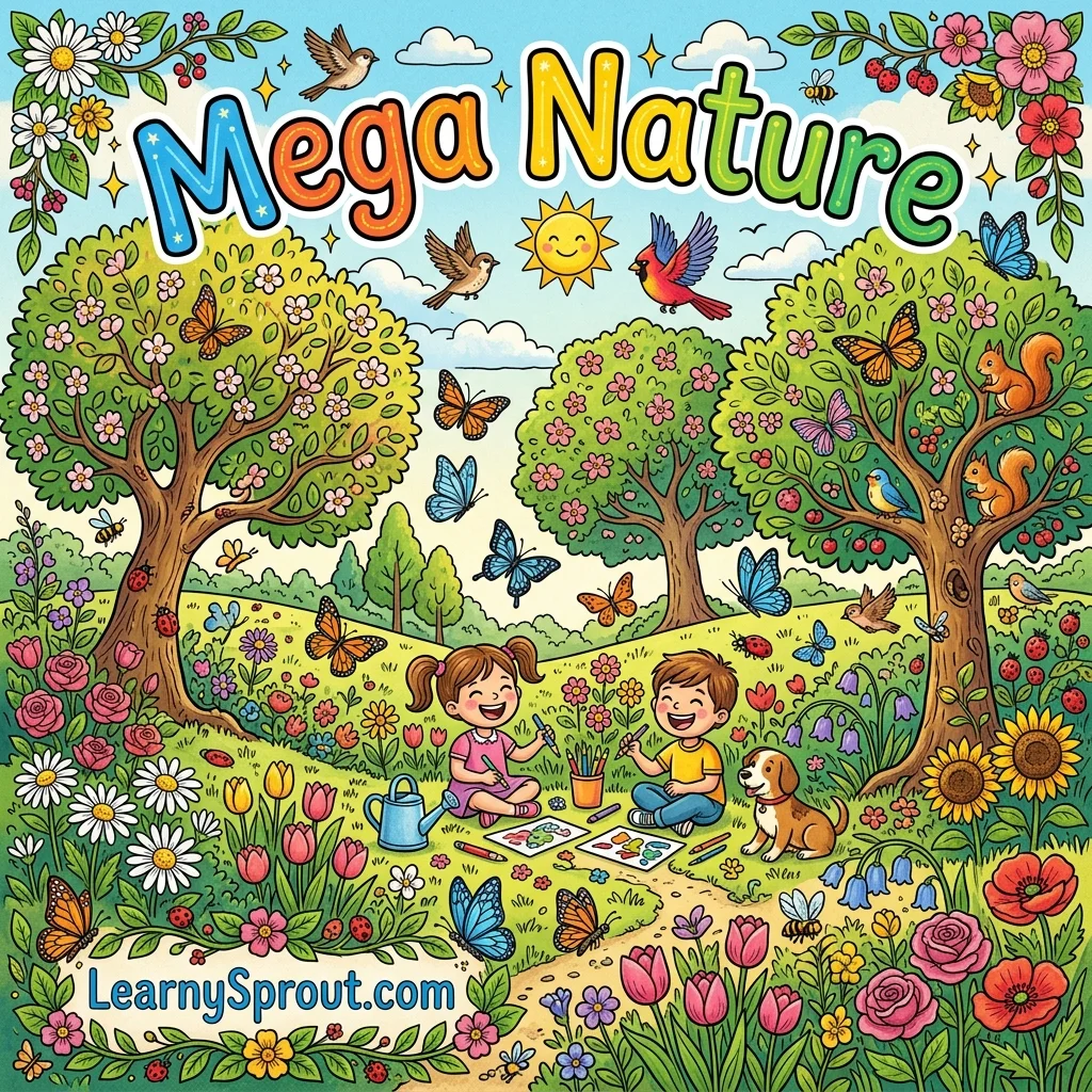 Mega Nature & Landscapes Jumbo Coloring Book Cover