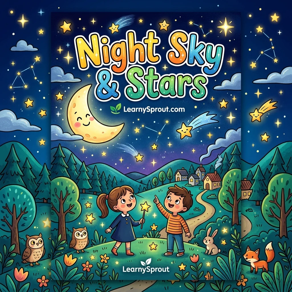 Free Night Sky & Stars Coloring Book — Printable PDF for Kids Cover - Free Printable