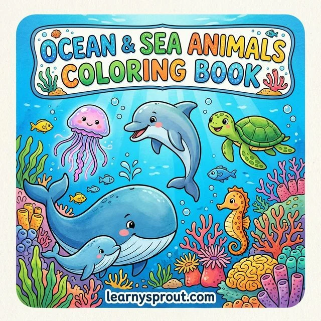Ocean & Sea Animals Coloring Book — Underwater World for Kids — Free Printable Coloring Book for Kids