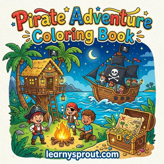 Pirate Adventure Coloring Book — Treasure Hunts & Exploration — Free Printable Coloring Book for Kids