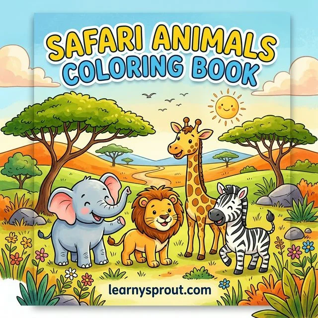 Safari Animals Coloring Book — African Wildlife for Kids — Free Printable Coloring Book for Kids