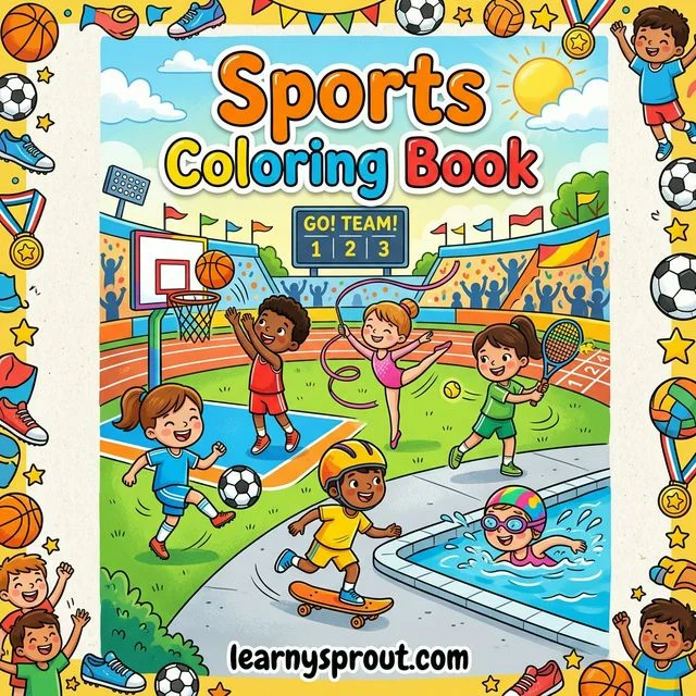 Sports Coloring Book — Soccer, Basketball & Active Kids — Free Printable Coloring Book for Kids