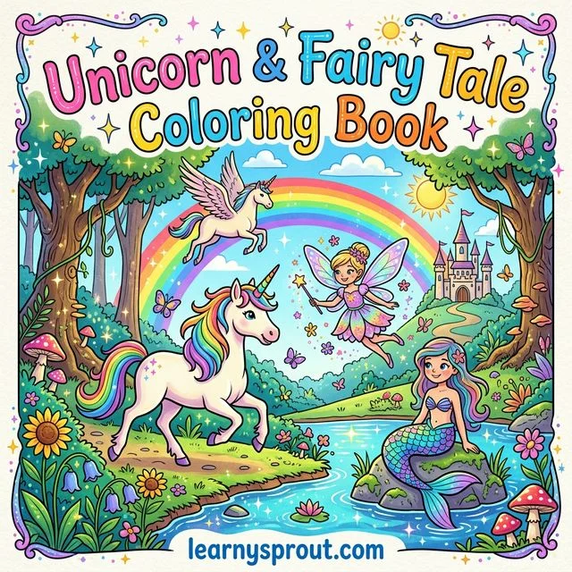 Unicorn & Fairy Tale Coloring Book — Magical Creatures — Free Printable Coloring Book for Kids