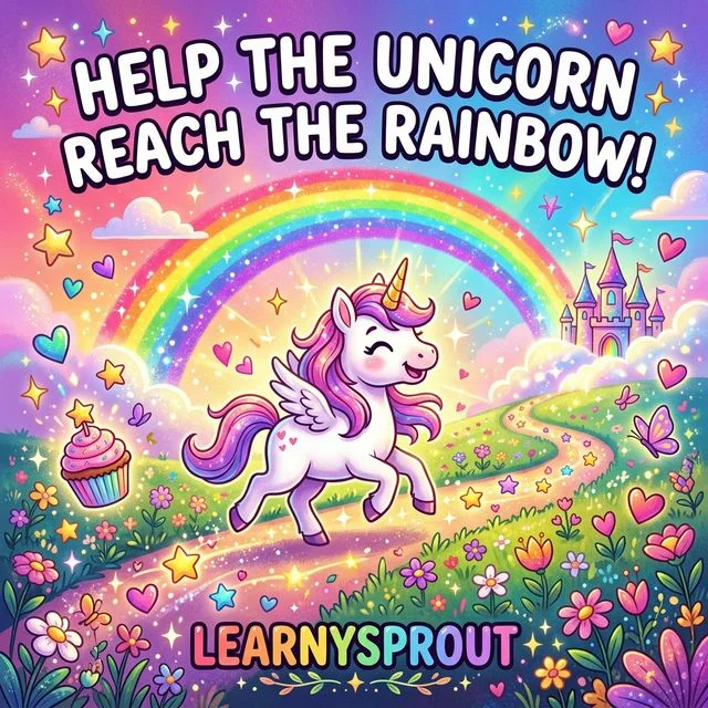 Help the Unicorn Reach the Rainbow! — Maze Worksheet