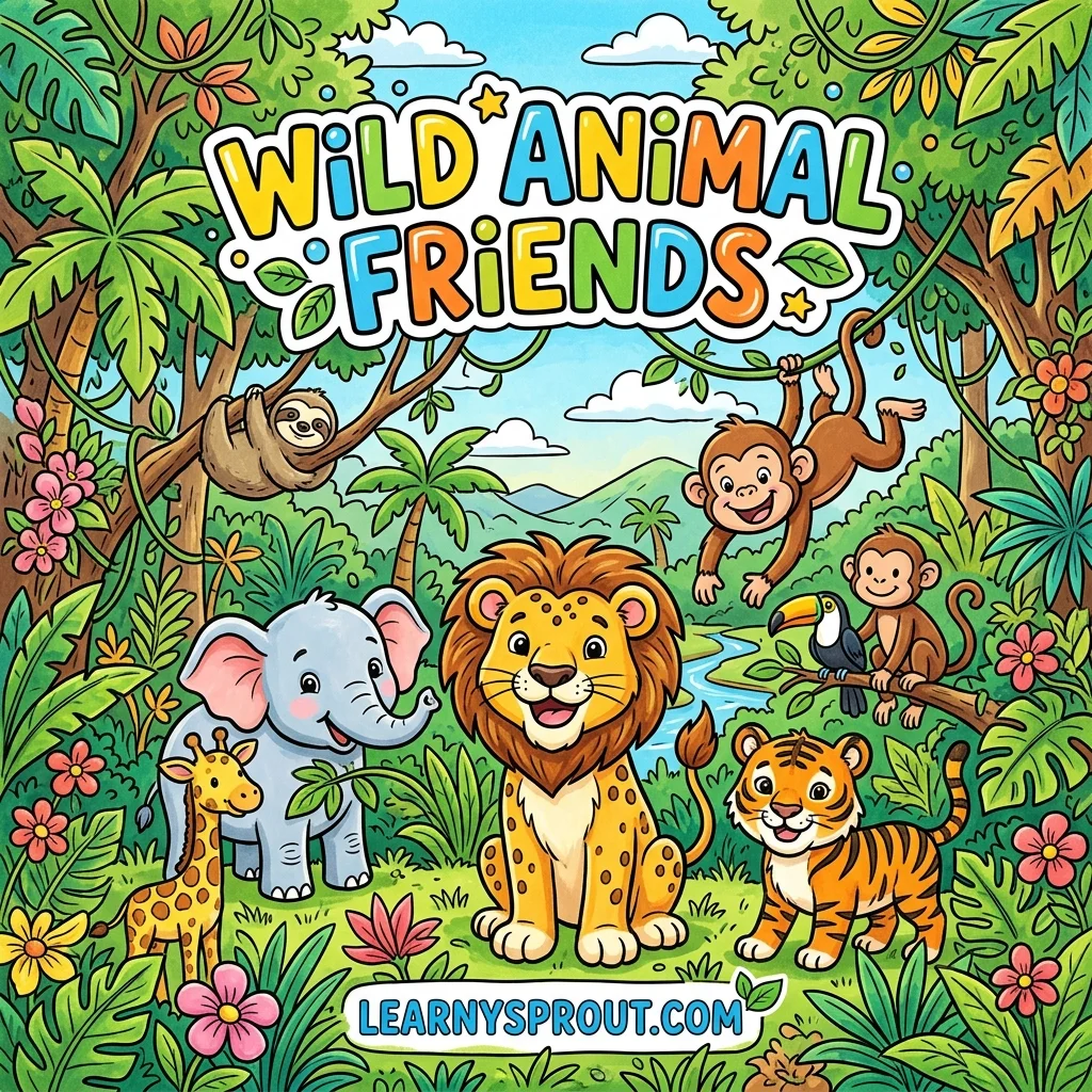 Wild Animal Friends Coloring Book for Kids Cover - Free Printable