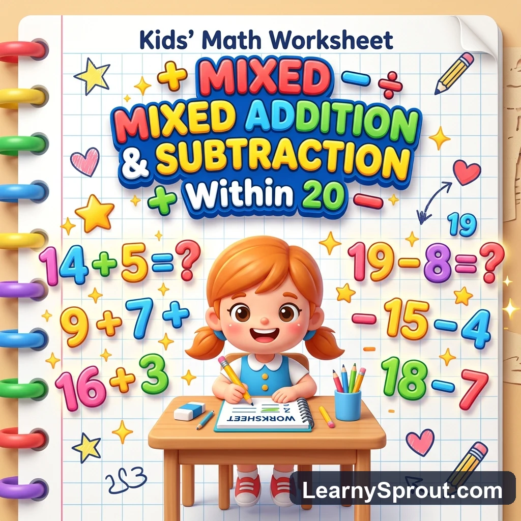 Addition & Subtraction Mixed Within 20