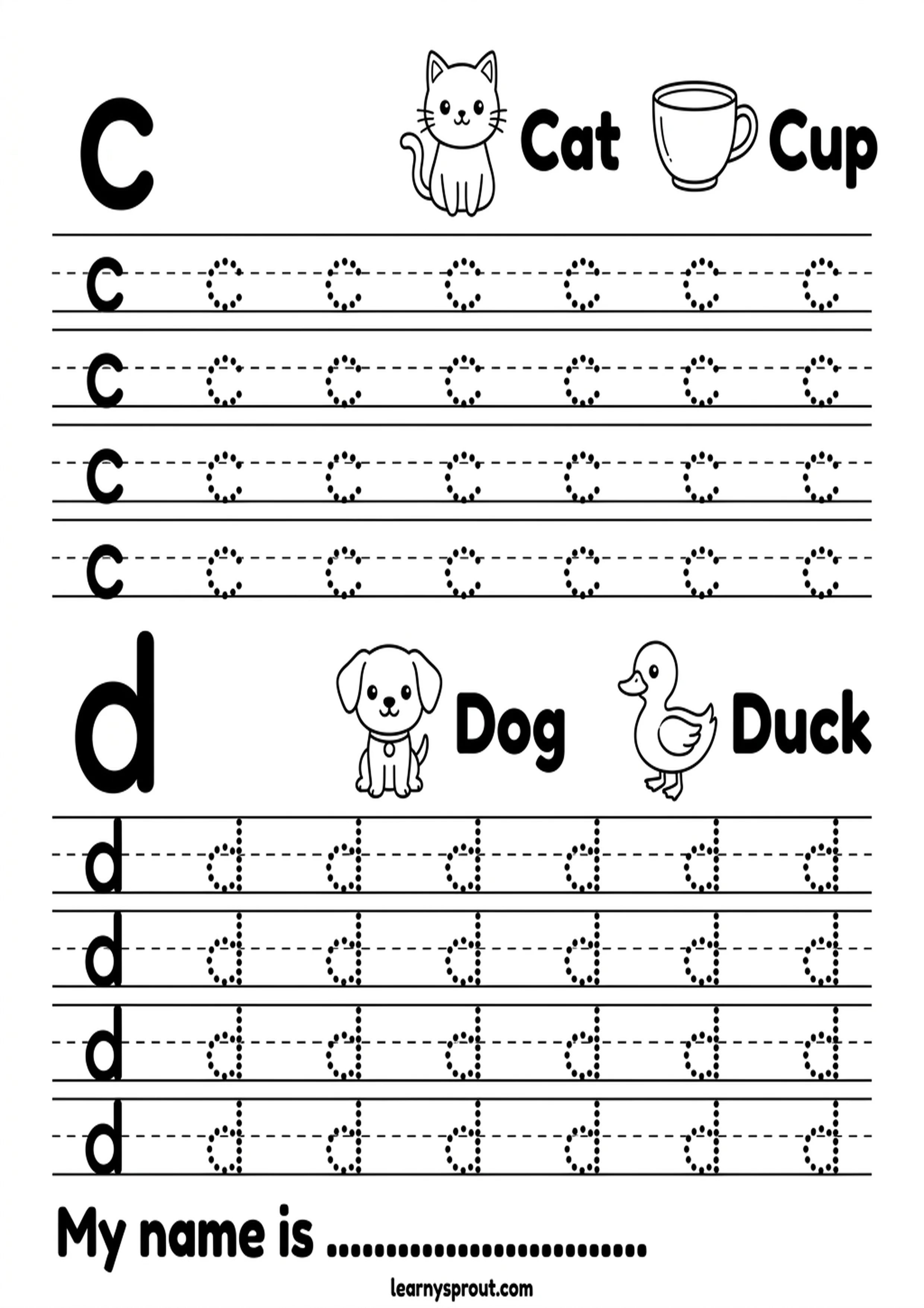 Free printable Lowercase Letter Tracing a-z worksheet for kids - LearnySprout