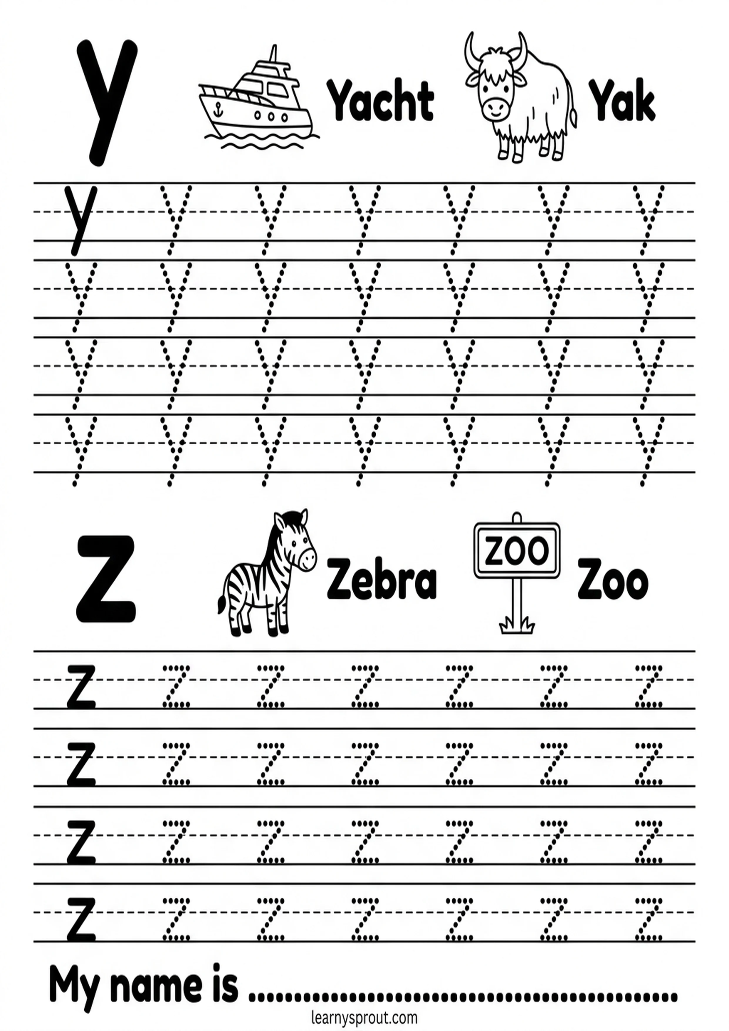 Free printable Lowercase Letter Tracing a-z worksheet for kids - LearnySprout